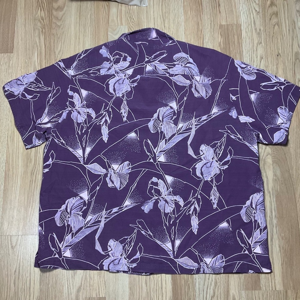 Tori Richard Mens 2XL Purple Floral Iris Short Sleeve Button Up Camp Shirt 0201 - Picture 6 of 7